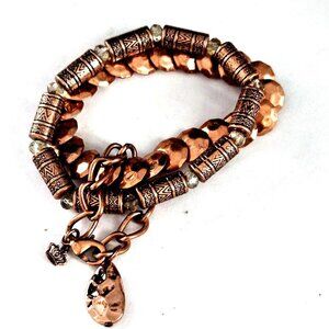 Juicy Couture Rose Gold Copper Color Beaded Stretch Bracelet Set